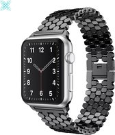 MY PROTECT® Luxe Metalen Armband Voor Apple Watch Series 1/2/3/4/5/6/7/8/SE 38/40/41mm Horloge Bandje - iWatch Schakel Polsband Strap RVS - Stainless Steel Watch Band - Zwart