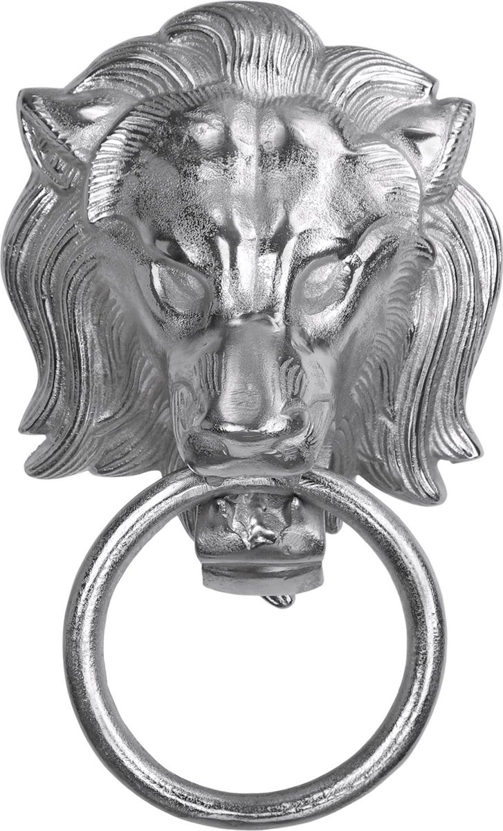 WOMO-DESIGN handdoekhouder met leeuwenkop motief zilver, 10x31 cm, gemaakt van vernikkeld aluminium