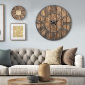 WOMO-DESIGN Wandklok rond, Ø 92 x 5 cm, grijs/eikenkleur, gemaakt van ijzer en mangohout