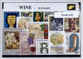 Wijn – Luxe postzegel pakket (A6 formaat) : collectie van 25 verschillende postzegels van wijn – kan als ansichtkaart in een A6 envelop - authentiek cadeau - kado - geschenk - kaar