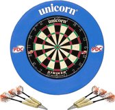 Unicorn - Striker Home Dartset - Dartbord met Beschermring en 2 sets Dartpijlen - Blauw