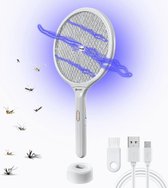 Shutterlight® 2-in-1 Elektrische Vliegenmepper - Anti Muggen - Muggenvanger - 3000V - 1200mAh - UV Licht - Oplaadbaar -USB - Wit