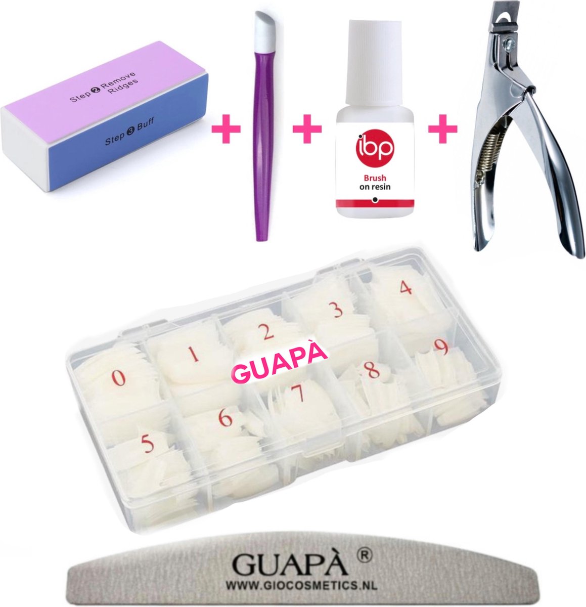 Goedkoopste GUAPÀ® Nepnagels met nageltips en nagellijm | Plaknagels | Kunstnagels | Nagelverlenging | Polygel | Naturel 100 stuks