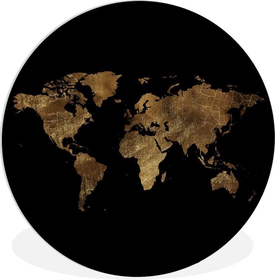 Wall Circle - Indoor Wall Circle - Carte du Wereldkaart - Marron - Vintage - ⌀ 90 cm - Décoration murale - Peintures Ronds