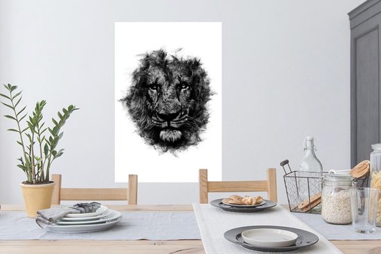 Stickers Stickers muraux - Lion - Zwart - Wit - 60x90 cm - Film adhésif