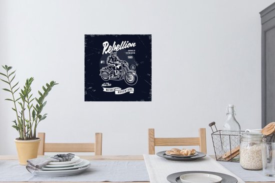 Muurstickers - Sticker Folie - Motorfiets - Man - Retro - Quote - 80x80 cm - Plakfolie - Muurstickers Kinderkamer - Zelfklevend Behang - Zelfklevend behangpapier - Stickerfolie
