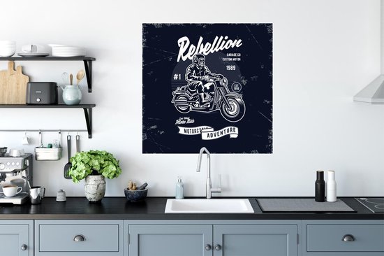 Muurstickers - Sticker Folie - Motorfiets - Man - Retro - Quote - 80x80 cm - Plakfolie - Muurstickers Kinderkamer - Zelfklevend Behang - Zelfklevend behangpapier - Stickerfolie