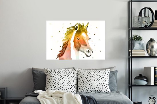 Stickers Stickers muraux - Cheval - Couleurs - Wit - 90x60 cm - Feuille adhésive