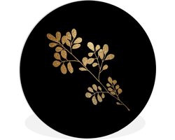 WallCircle - Wandcirkel - Muurcirkel Binnen - Goud - Plant - Bladeren - 90x90 cm - Wanddecoratie - Ronde Schilderijen
