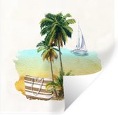 Muurstickers - Sticker Folie - Tas - Boot - Palmboom - 80x80 cm - Plakfolie - Muurstickers Kinderkamer - Zelfklevend Behang - Zelfklevend behangpapier - Stickerfolie