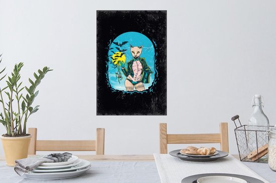 Stickers Stickers muraux - Vintage - Chat - Chapeau - 40x60 cm - Film adhésif