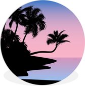 Cercle mural - Plastique - Palmier - Plage - Ombre - ⌀ 120 cm XXL