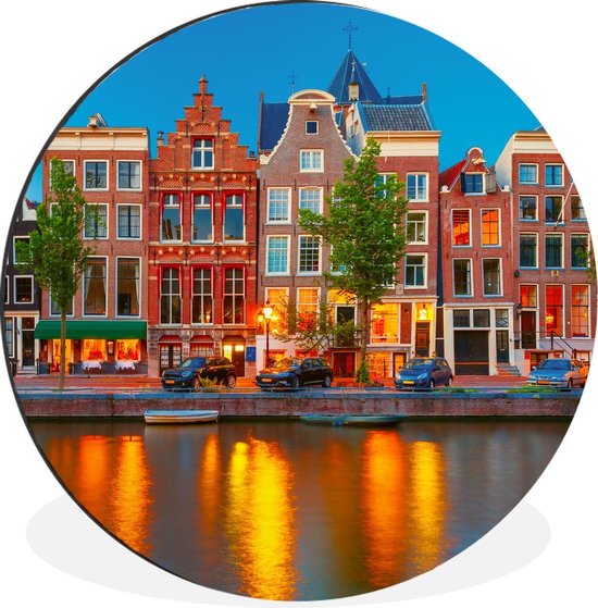 WallCircle - Wandcirkel - Muurcirkel - Amsterdam - Grachten - Architectuur - Aluminium - Dibond - ⌀ 60 cm - Binnen en Buiten