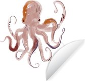 WallCircle - Muurstickers - Behangcirkel - Octopus - Zee - Waterverf - Tekening - ⌀ 30 cm - Muurcirkel - Zelfklevend - Ronde Behangsticker