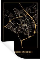 Stickers muraux - Carte - 's-Hertogenbosch - Zwart - Or - 60x90 cm - Feuille adhésive