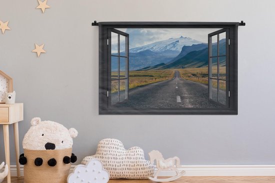 Tenture murale - Tissu mural - Transparent - Berg - Route - 150x100 cm - Tapisserie