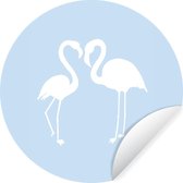 WallCircle - Muurstickers - Behangcirkel - Flamingo - Silhouette - Pastel - ⌀ 120 cm - Muurcirkel - Zelfklevend - Ronde Behangsticker XXL