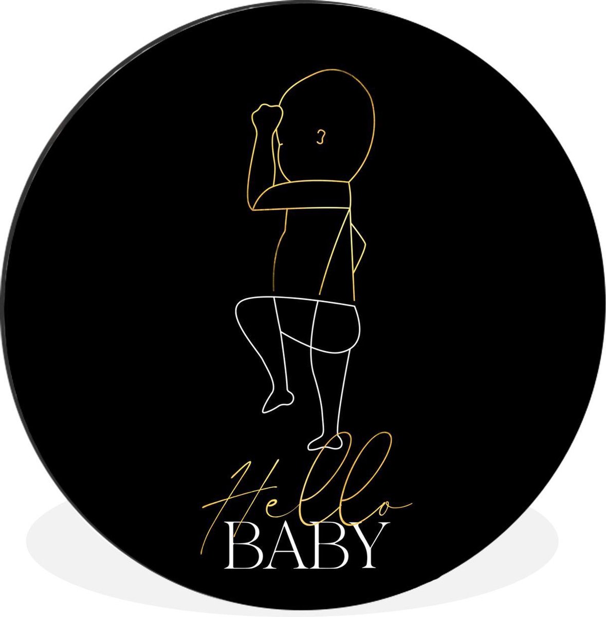 WallCircle - Wandcirkel - Muurcirkel - Hello baby - Spreuken - Geboorte - Quotes - Baby - Aluminium - Dibond - 60x60 cm - Binnen en Buiten