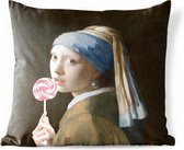 Buitenkussen Weerbestendig - Meisje met de parel - Vermeer - Snoep - 50x50 cm