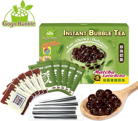 Bubble Tea Starters Kit met Boba - Matcha smaak - Bubble Thee drinken in 45...