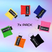 7x Pack Hospitrix Kiss of Life Sleutelhanger Verschillende Kleuren - 5cm - CPR Masker met Wegwerp Beademingsmasker