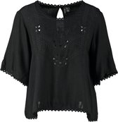 Vero moda soepel zwart viscose blouse shirt met kanten details - Maat S