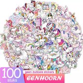 100 stuks Eenhoorn Stickers - Geen dubbele! - Vinyl - Eenhoornstickers - Voor op de fiets, beker, laptop, schoolspullen, kamer, etc - School - Kinderen - Stickers - Plakken - Stikk