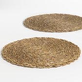The Table weave - placemats (2st) - Ø 38 - gedroogde hogla bladeren