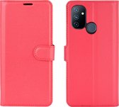 OnePlus Nord N100 Hoesje - Mobigear - Classic Serie - Kunstlederen Bookcase - Rood - Hoesje Geschikt Voor OnePlus Nord N100