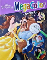 Disney Princess - Megacolor Kleurboek + Stickers - Ariël - Belle - Jasmin