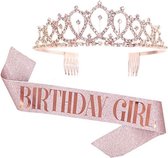 TDR - Verjaardag Sjerp en Tiara - Met text "Birthday  Girl "  rose goud