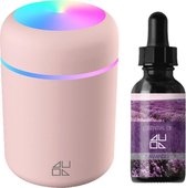 Aroma Diffuser Pink - Luchtbevochtiger - Diffuser - Inclusief Essential Oil Lavender
