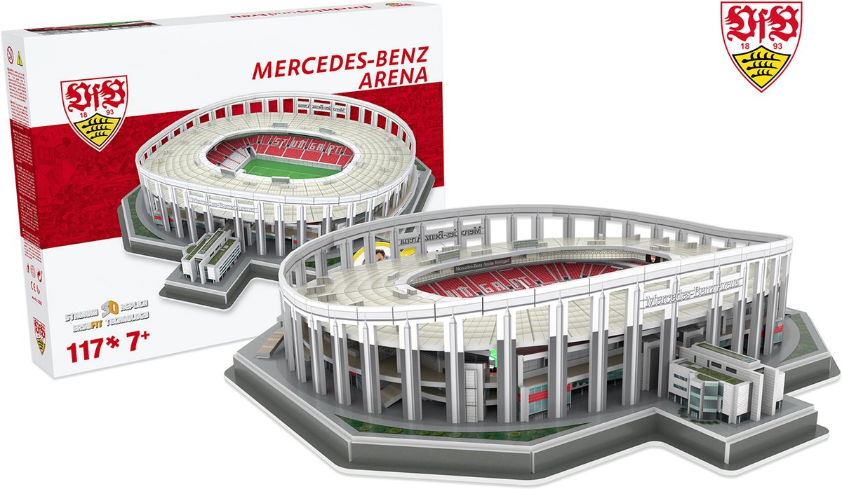 3D-puzzel Stuttgart Stadion textiel grijs 117 stukjes