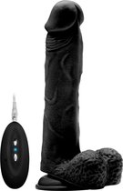 Vibrating Realistic Cock - 9 - With Scrotum - Black