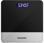 Bewello® - Weegschaal Personenweegschaal - Digitaal - Zwart met Zilver - tot 180KG