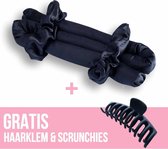 HeatlessCurls 4IN1 Zwarte satijnen haarkrullerset - curling ribbon - satijnen scrunchies - Haarklem - krullen zonder hitte - satin curling ribbon - haar krullers zonder hitte - krullen - curl