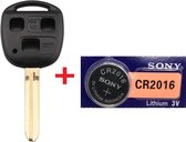 Autosleutel 3 knoppen + Batterij CR2016 geschikt voor Toyota sleutel / Toyota Yaris / Corolla / Hilux / Land cruiser / RAV4 / MR2 / Toyota sleutelbehuizing.