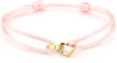 Michelle Bijoux armband twee hartjes goud touw Roze JE13589