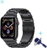 MY PROTECT® Luxe Metalen Armband Voor Apple Watch Series 1/2/3/4/5/6/7/8/SE/Ultra 42/44/45/49mm Horloge Bandje - iWatch Schakel Polsband Strap RVS - Stainless Steel Watch Band - Zw