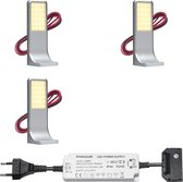 LED onderbouwverlichting keuken Tumba - keukenverlichting / verlichting keukenkastjes - 3,5W / touch / dimbaar / 230V / warmwit - set van 3 stuks