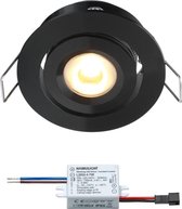 Cree LED inbouwspot Toledo in - zwart - inbouwspots / downlights / plafondspots - 3W / rond / dimbaar / kantelbaar / 230V / IP44 / warmwit