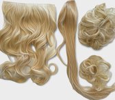 SCHATKIST! 4x clip in hair extensions &ponytail paardenstaart &2x hairbun haarstuk
