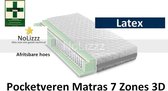 Aloe Vera - Medical Matras 3D - Matras Micropocket 500 Latex Bamboo 7 zone met handvaten 23 CM - Gemiddeld ligcomfort - 80x220/23
