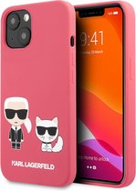 Karl Lagerfeld Silicone Back Cover Telefoonhoesje voor Apple iPhone 13 Mini - Roze - Bescherming & Stijl