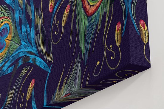 Artaza Toile Peinture Dessinée Fond de Ressorts de Paon - 40x40 - Klein - Tableau sur Toile - Impression sur Toile