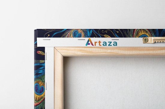 Artaza Toile Peinture Dessinée Fond de Ressorts de Paon - 40x40 - Klein - Tableau sur Toile - Impression sur Toile