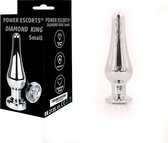 Power Escorts - Diamond King Plug - Redelijk groot  formaat - lengte 9,5cm - Dia: 3cm - White Stone - Anal Butt Plug - BR213S