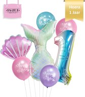 Zeemeermin Ballonnen Set * Cijfer 1 * Nummer 1 * Hoera 1 jaar *  Snoes * Verjaardag * Kinderfeest * Versiering zeemeermin * Verjaardag meisje * Ballon Mermaid * Ariël * Thema Klein