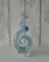 Glas Sculptuur - Glasobject - Decoratie Woonkamer - Presse Papier - Spiraalvorm - 30 CM - ornament op voet - voor vensterbank