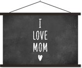 Porte-affiche avec affiche - Affiche scolaire - Citations - J'aime maman - Proverbes - Mère - 60x40 cm - Lattes noires